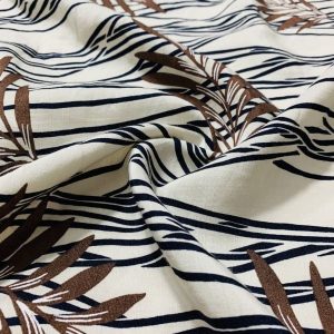 Palm Patterned Natural Linen