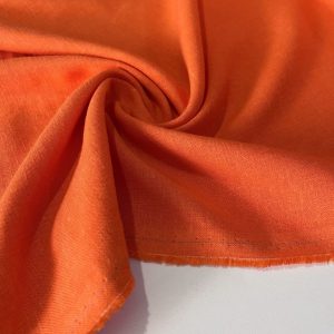 Washed 100% Linen Fabric Orange
